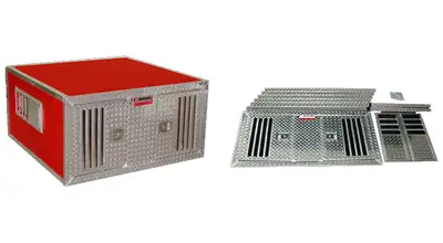 Owens Products Dog Box DIY Series Double Compartment / 38 W x 48 D x 25 H / Standard Vents / Diamond Tread Aluminum Parts / Owens Products