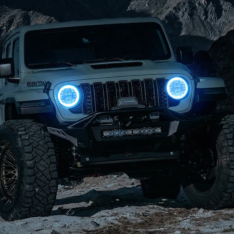 "9"" LED RGB Jeep Headlights with White Halo for 2018-2026 Wrangler JL & Gladiator JT" product image