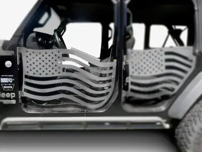 Steinjager Steinjäger Doors Wrangler JL 2018 to Present Trail, American Flag Design Front Doors Bare