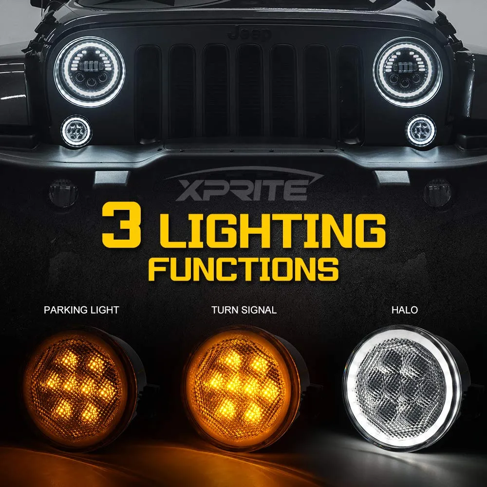 LED Turn Signal Lights with Halo DRL for 07-18 Jeep Wrangler JK product image