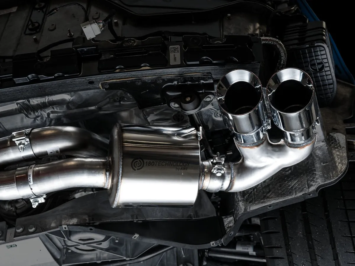 AWE Track Edition Exhaust for C8 Corvette - Quad Chrome Silver Tips product image
