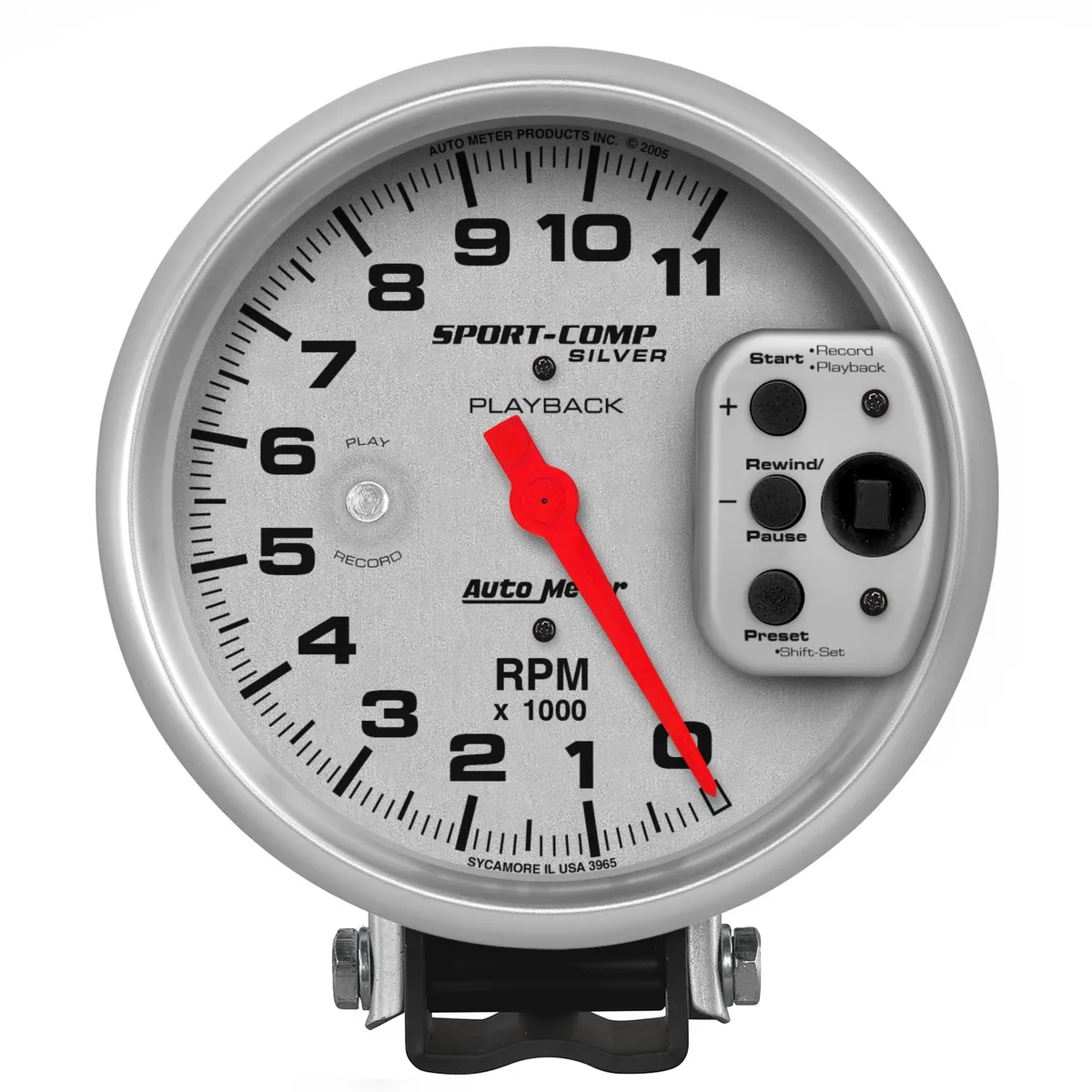 Gauge, Tachometer, 5", 11k RPM, Pedestal w/ RPM Playback, Ultra-Lite product image