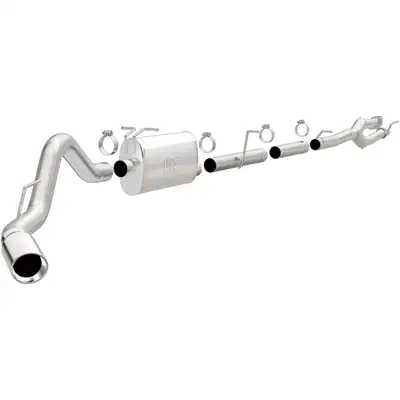 MagnaFlow Exhaust Products v8 6.2l; Extended/Crew Cab; 81.8in. Bed; Extended Cab; 98in. Bed5 x 8 x 22in. Muffler; 3.5in. Tubing; 5in. Polished Stainless Tip; Single Rear Side Exit Passenger Side
