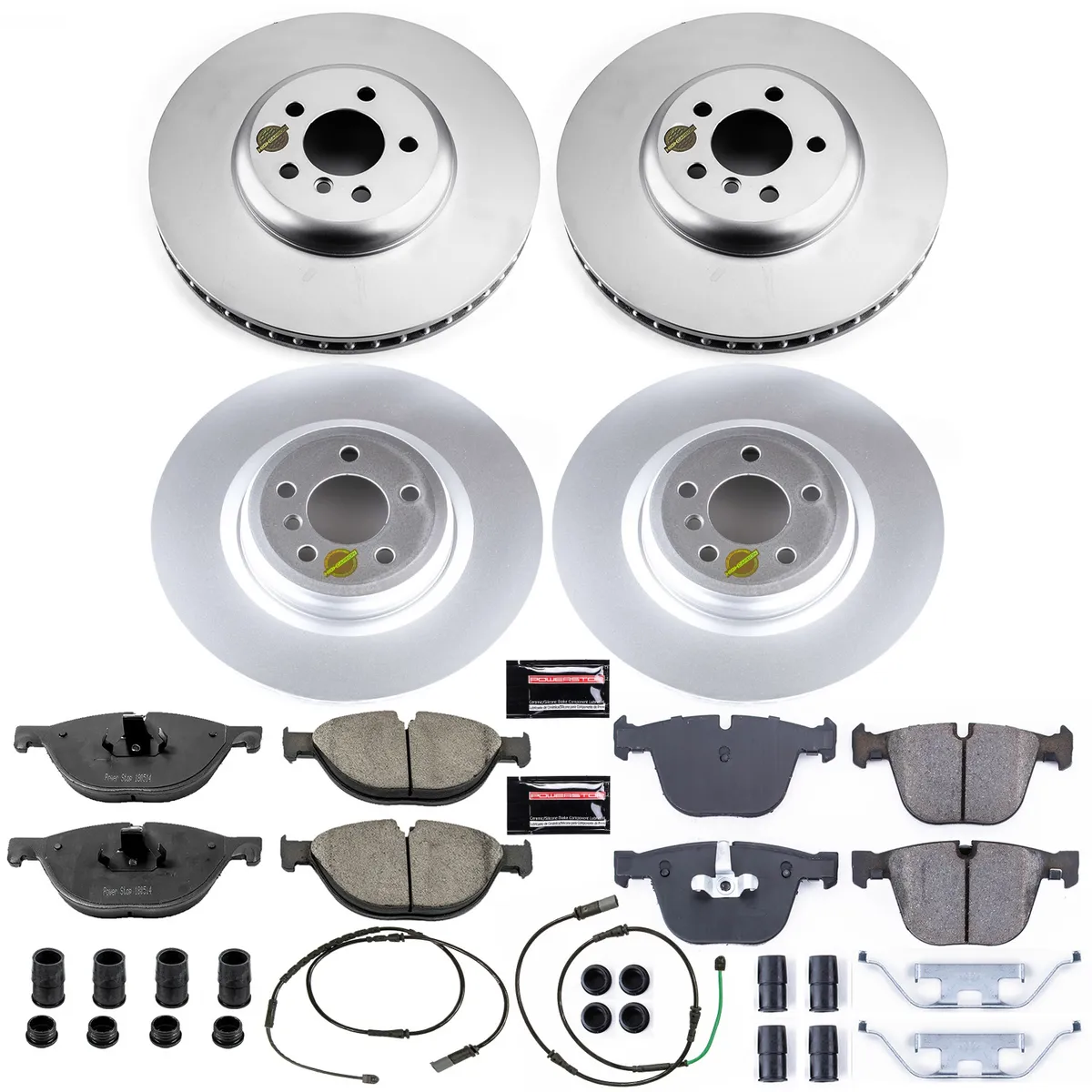Z23 Sport Geomet Coated Rotor Kit For European Vehicles: Genuine Geomet Fully Coated Rotors; Carbon-Fiber Ceramic Pads W/Hardware; Pad Sensors product image