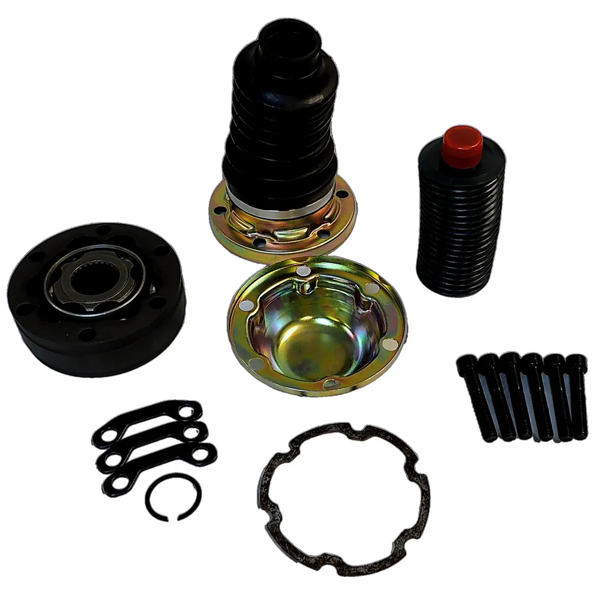 CV Joint Repair Kit; Front; Axle End; Incl. Boot/Inner And Outer Caps/CV Joint/Bolts/Straps/Grease; product image