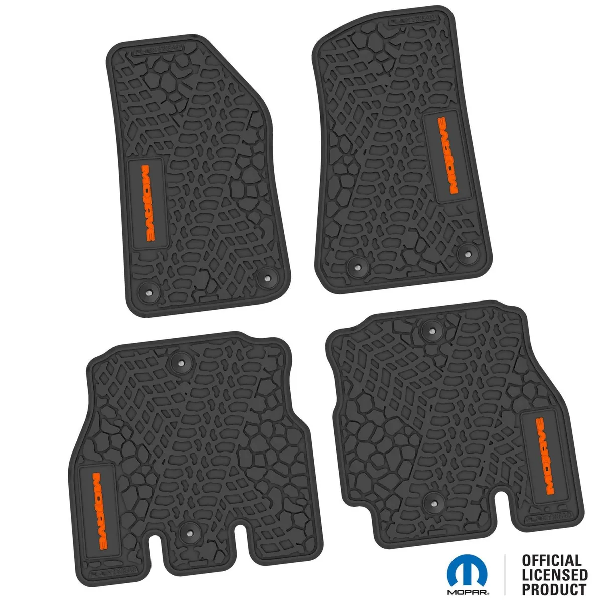 18-24 Jeep JLU 4 Dr Front and Rear -Tire Tread/Scorched Earth Scene w/ Mojave Insert - Black w/ Orange Insert product image