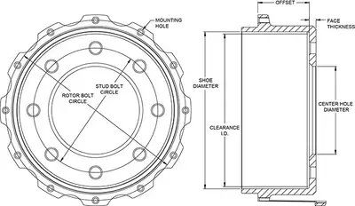 Wilwood Brakes Wilwood HATD-DRUM12x10.250 BC8x7.087 MT2.92