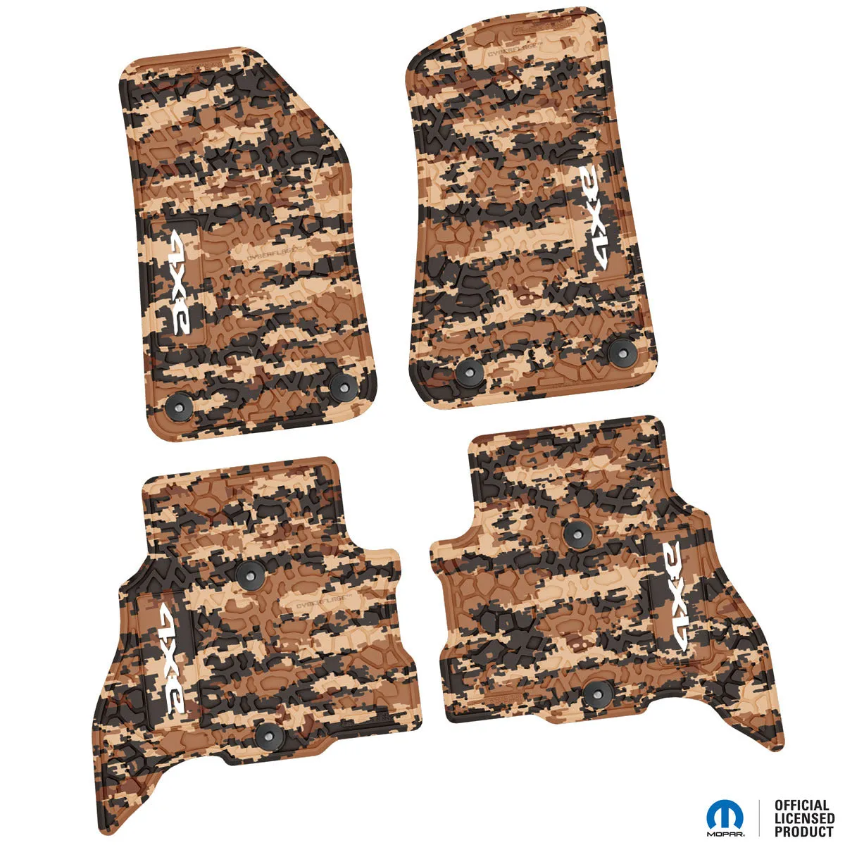 21-24 Jeep 4xe Front and RearTire Tread/Scorched Earth Scene w/ 4xe Insert - Black w/ Silver '4x' & Dark Blue 'e' Insert product image