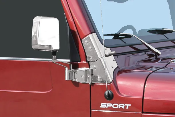 Jeep TJ Windshield Hinge Pair 97-06 Wrangler TJ Polished Silver Kentrol product image