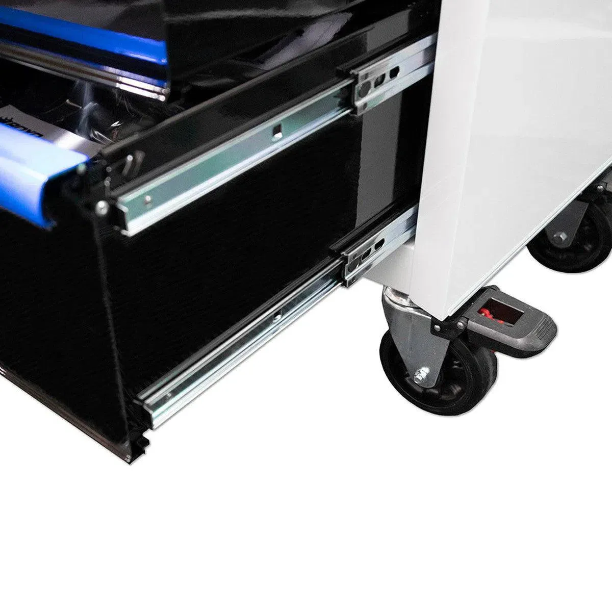 Pro Series 26in 6drawer Bottom Roll Cabinet W/217pc Tool Set Gloss White Blue Trim product image