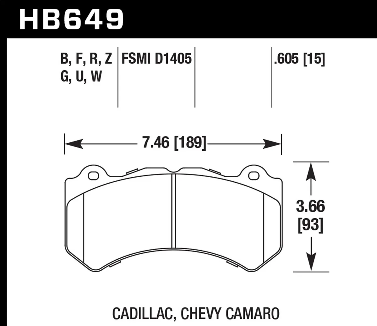 HPS 5.0 Disc Brake Pad; 0.605 Thickness; product image