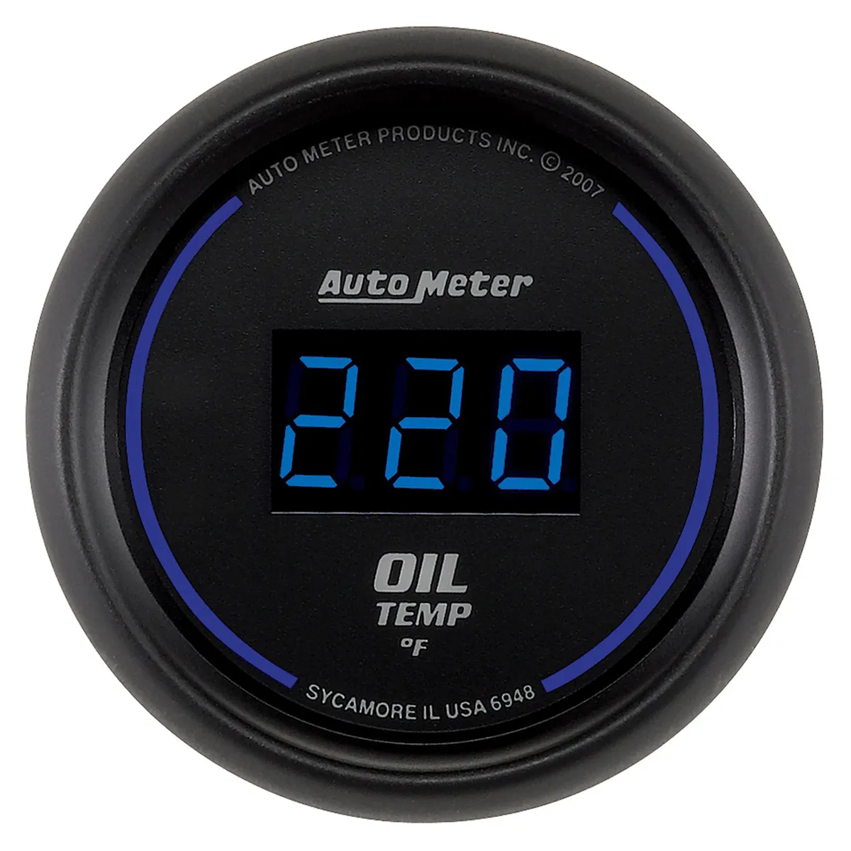 Gauge, Oil Temp, 2 1/16", 340?F, Digital, Black Dial w/ Blue LED product image
