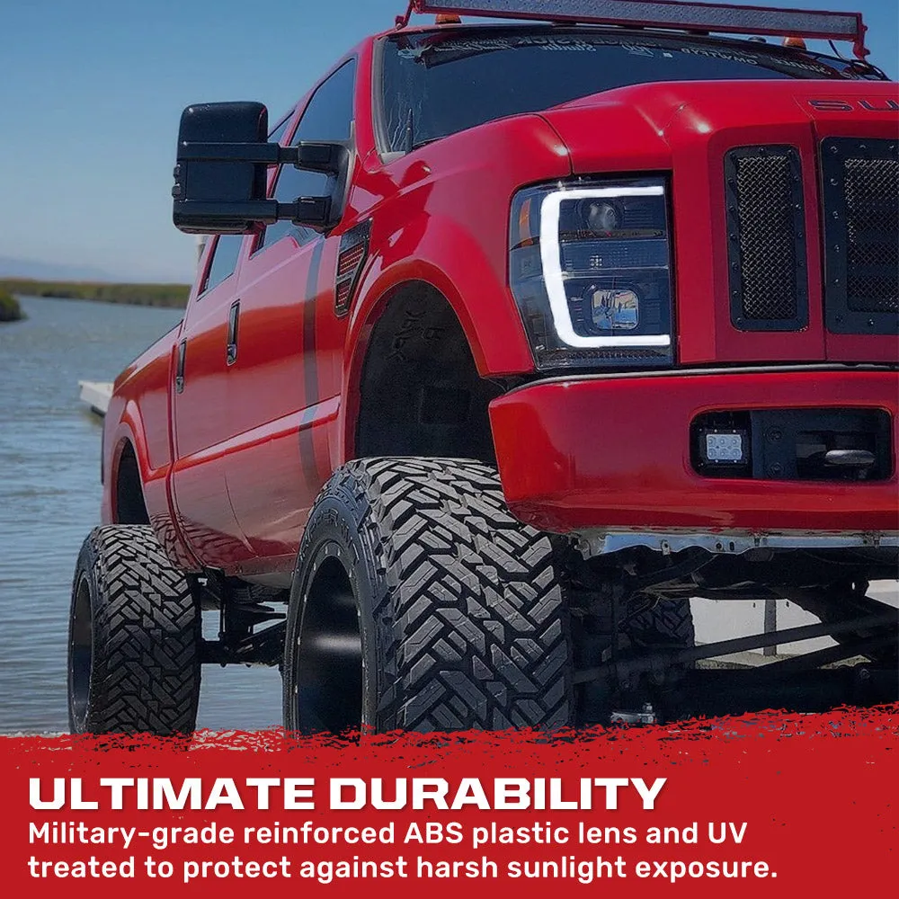 Ford Superduty 08-10 F250f350f450f550 Projector Headlights w Ultra High Power Smooth Oled Halos And DRL - Smoked b product image