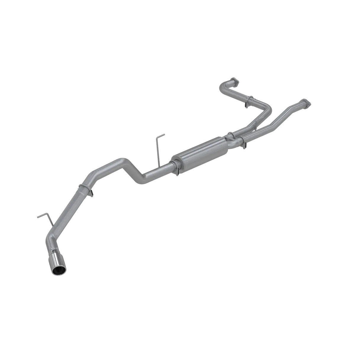 Armor Lite Cat Back Exhaust System; 3 in.; Incl. Ext. Pipes/Inter. Pipe/Muffler/Over Axle Pipe/Tailpipe/Hardware/4 in. OD Tip; Single Side Exit; Aluminized; product image