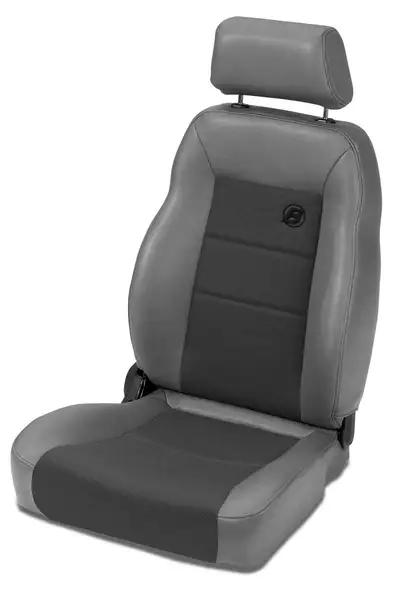 Bestop Charcoal/Gray Trailmax II Seats Trailmax II Pro Seat, Driver Side, Front, Center Fabric Insert Jeep 76-06 Cj7 & Wrangler; 97-02 Req. Adapter 51256; 03-06 Req. Adapter 51245 Drvr/51248 Psngr