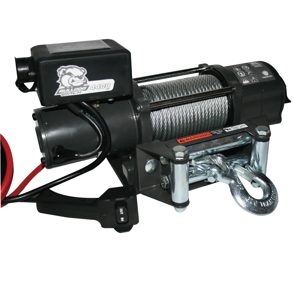 4,400 LB Trailer/Utility Winch 55 Ft Wire Rope Roller Fairlead Mount Plate Bulldog Winch product image