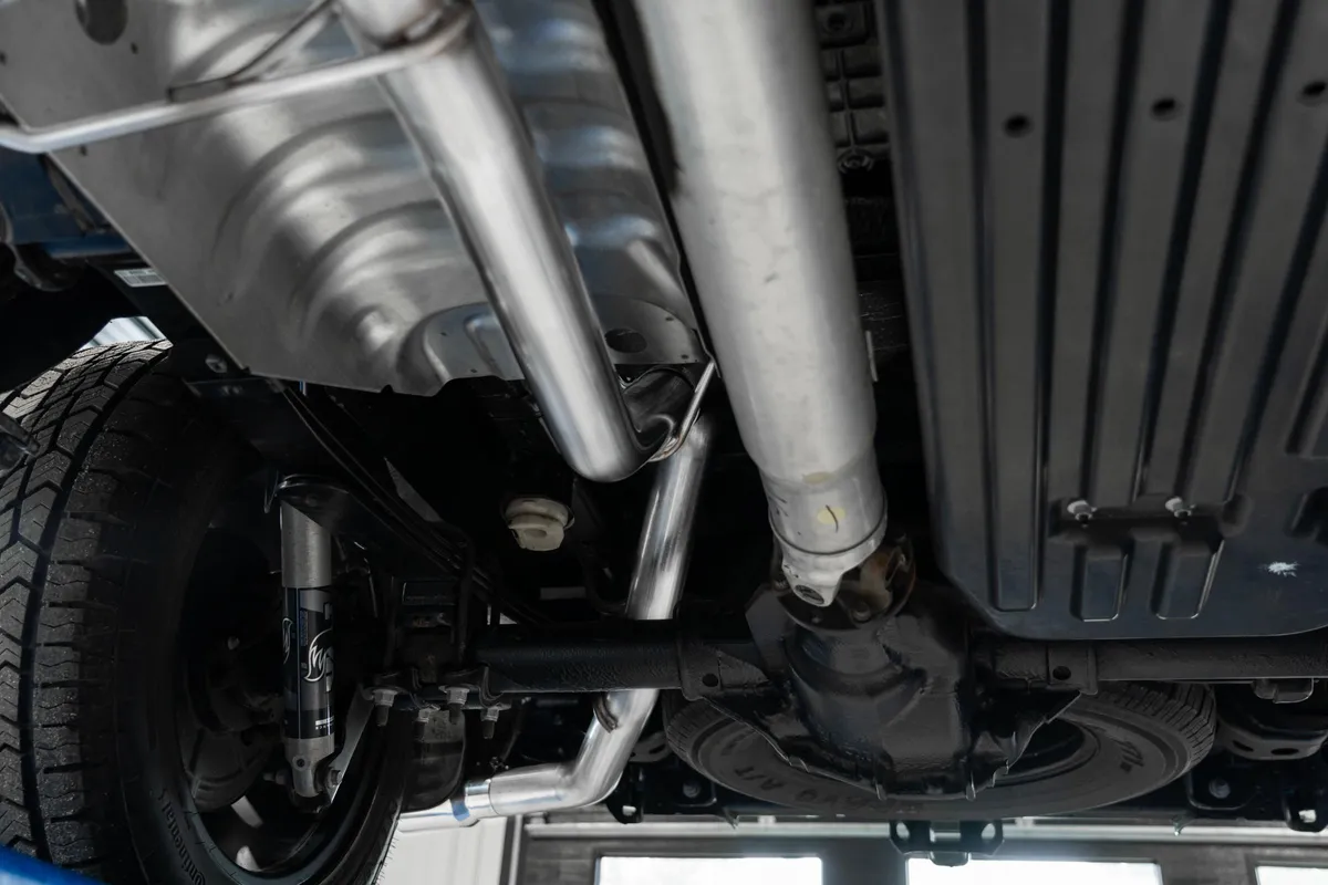Armor Pro Resonator Back Exhaust System; 3 in.; Single Side Exit; T304 Stainless Steel; 4 in. Dual Wall Tips; product image