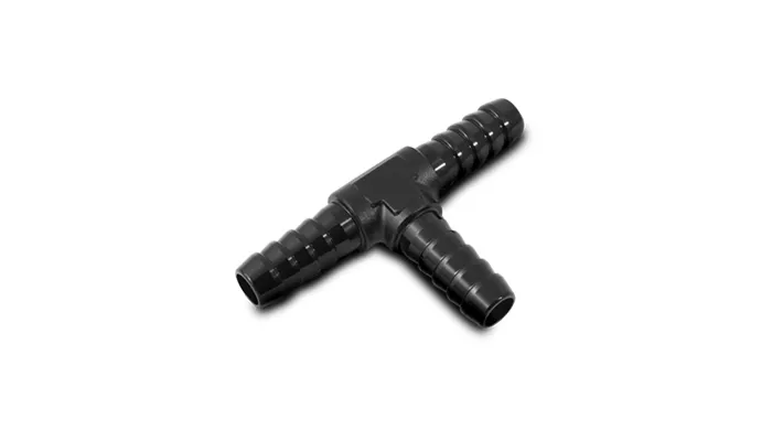 Barbed Tee Adapter Fitting; 0.125 in. Barb Size; 6061 Aluminum; Black Anodized; product image