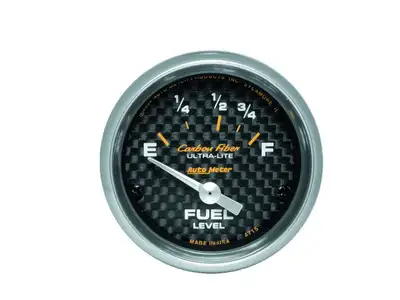 AutoMeter Gauge, Fuel Level, 2 1/16", 73OE to 10OF, Elec, Carbon Fiber