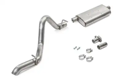 Pypes Performance exhaust Cat Back Exhaust System 97-06 Wrangler TJ Single Rear Exit 2.5 in Intermediate And Tail Pipe Street Pro Muffler/Hardware included Natural Finish 304 Stainless Steel Pypes Exhaust