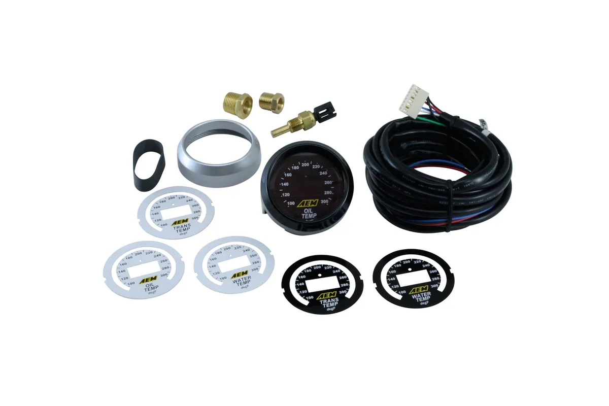 AEM Electronics AEM Classic Digital Temperature Gauge Kit for Oil/Trans/Water - 100-300F Degrees - Interchangeable bezels and face included