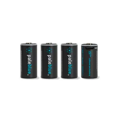 Pale Blue Earth CR123A USB-C Rechargeable Batteries
