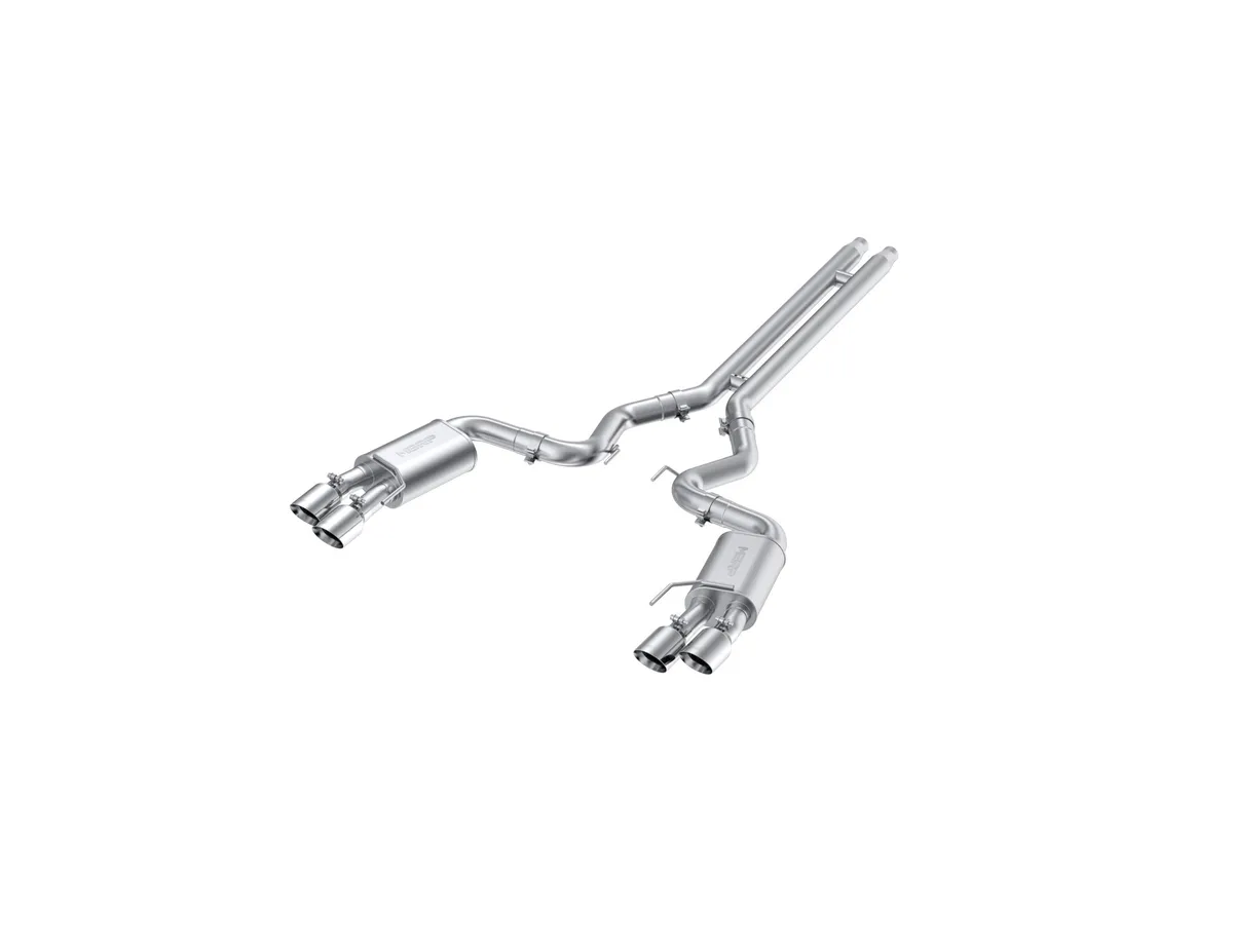 Armor Pro Cat Back Exhaust System; 3 in.; Incl. H-Pipe/Ext. Pipes/Mufflers/Hrdw/Quad 4in. OD Dual Wall Tips; Dual Rear Exit; Non Active Exhaust; Street Version; 304 SS; product image