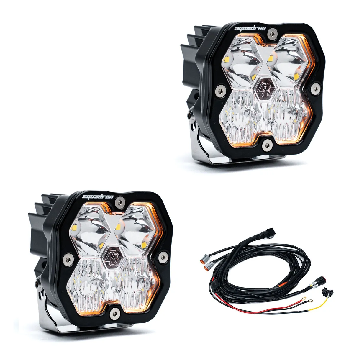 Squadron 2.0 Pro Black LED Auxiliary Light Pod Pair (No Harness) Universal Baja Amber Spot Baja Designs product image