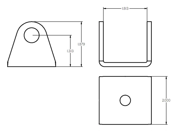4-Link Rod End Bracket 1.75 Inch Wide 5/8 Inch Cross Bolt Hole Ridetech product image