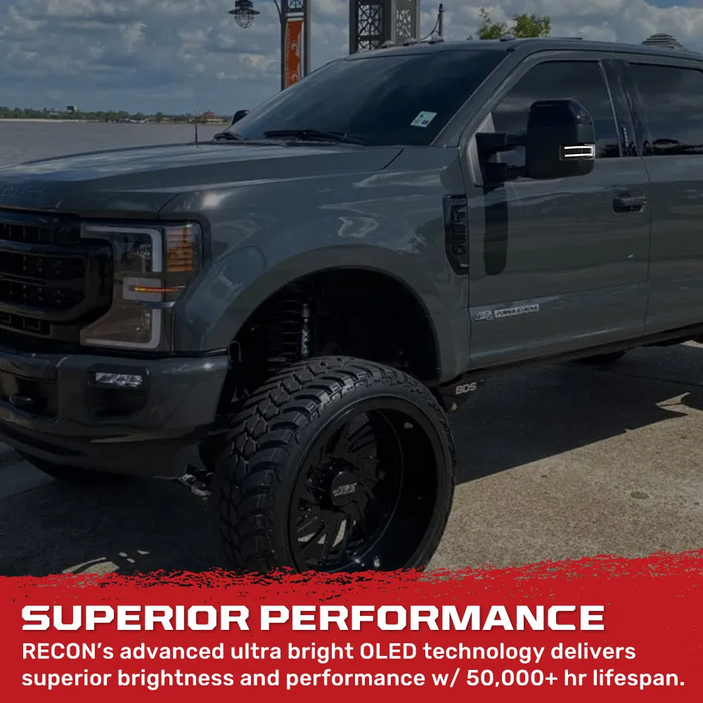 Ford 17-19 F250f350f450 Superduty Side Mirror Lenses 2-Piece Set w White LED Running Lights Amber Scanning LED Turn product image