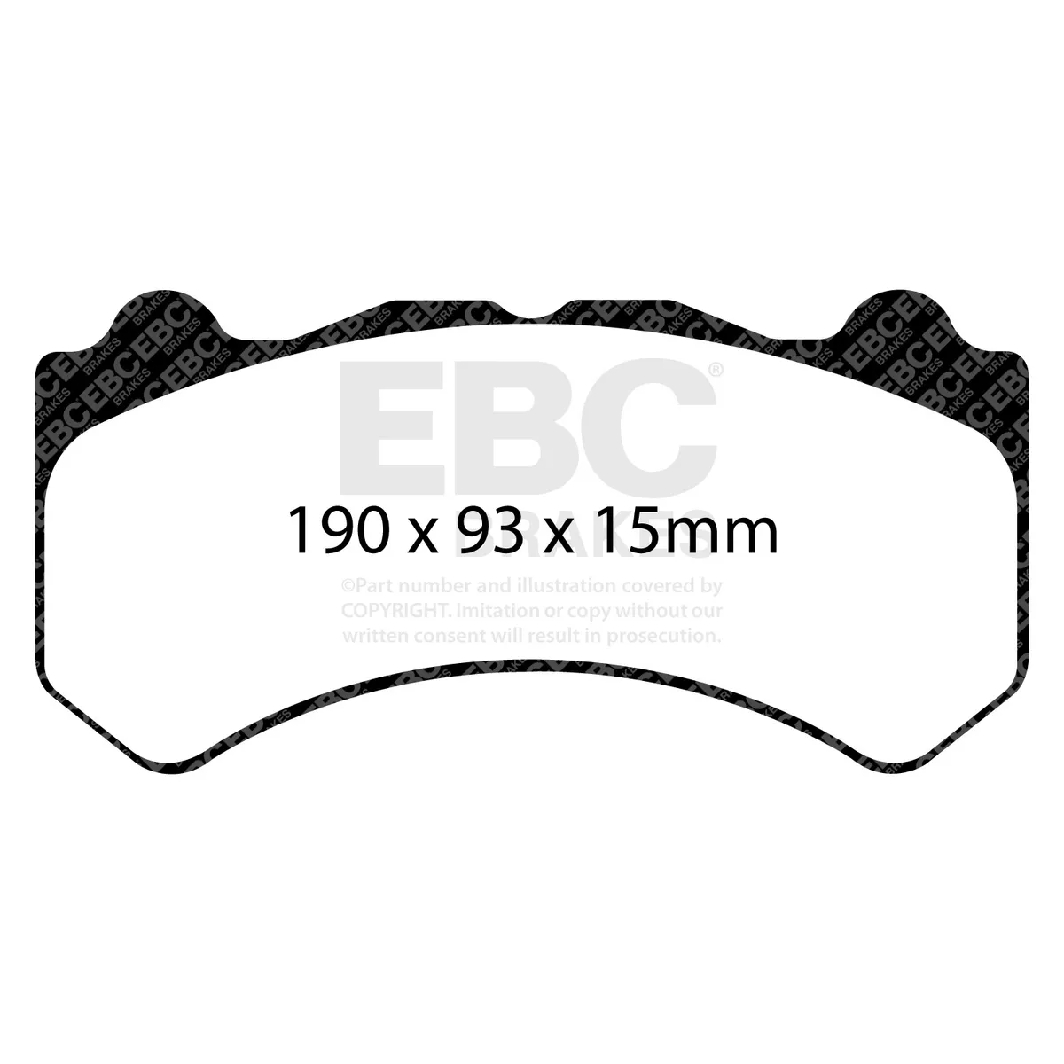 Yellowstuff Street And Track Brake Pads; FMSI Pad No. D1405; Pad Dimensions: 190 x 93 x 15mm; product image