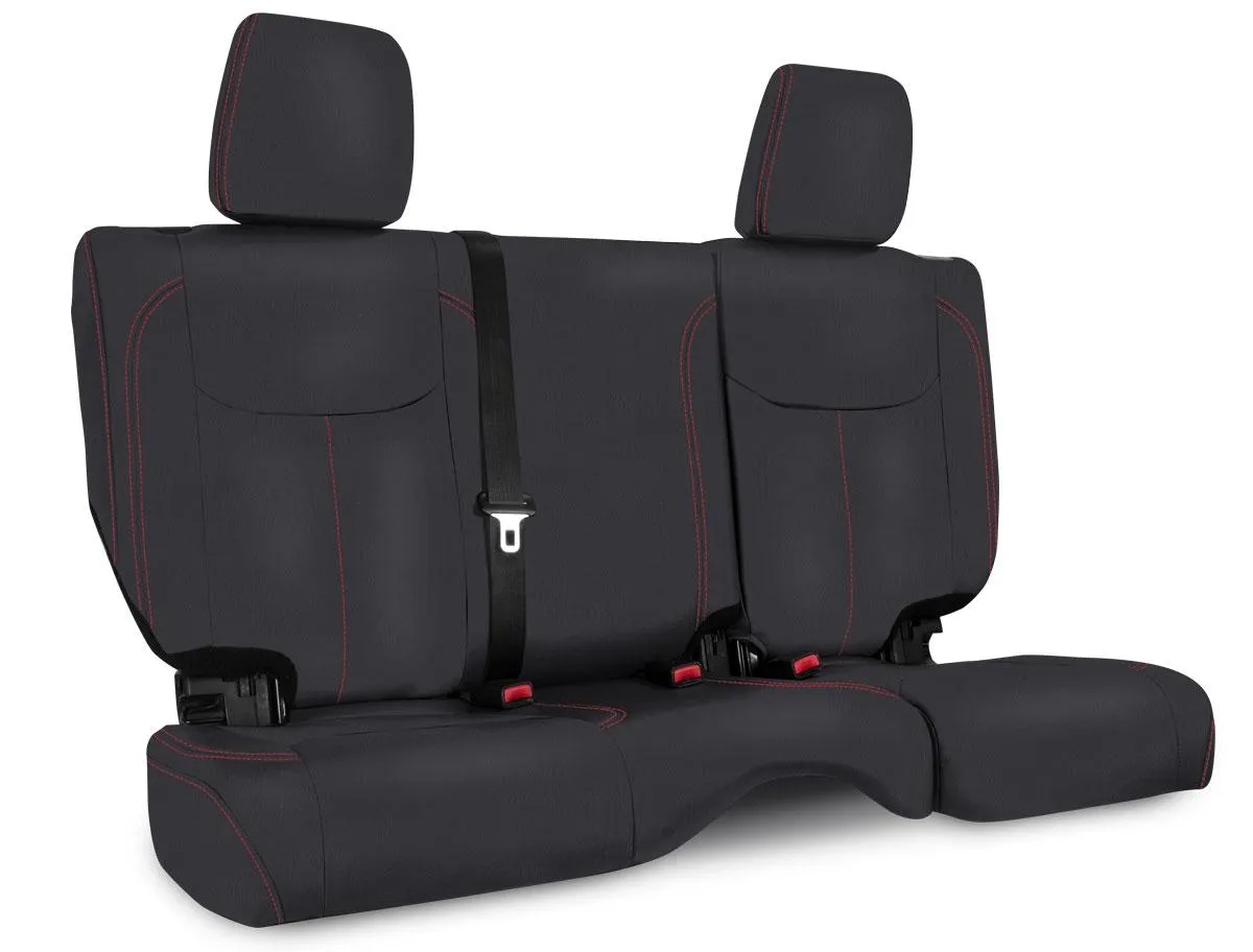 Rear Seat Cover for 13-18 Jeep Wrangler JKU 4 Door Black with Red Stitching PRP Seats product image