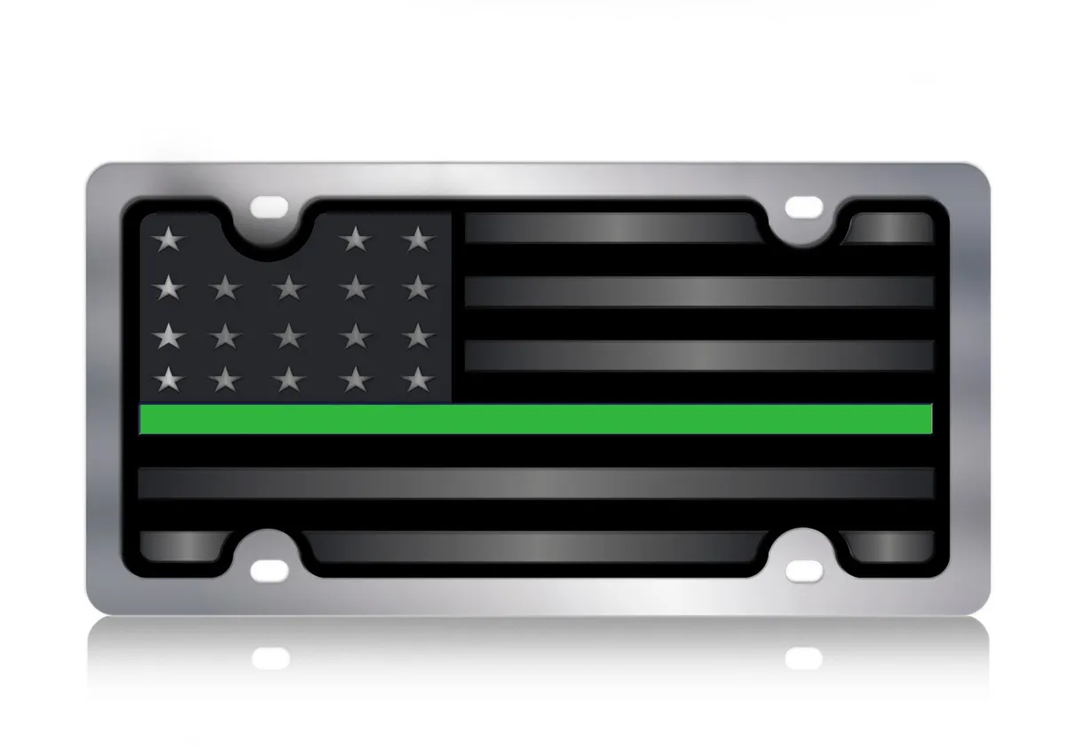 Blacked Out USA Flag w Dark Blue Opaque Stripe ss Plate product image
