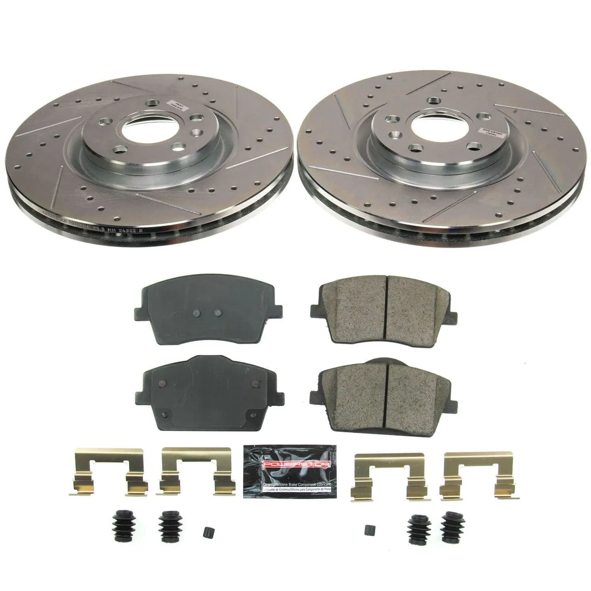 Z23 Evolution Sport Upgrade Kit: Drilled/Slotted Rotors; Carbon-Fiber Ceramic Pads W/Hardware product image