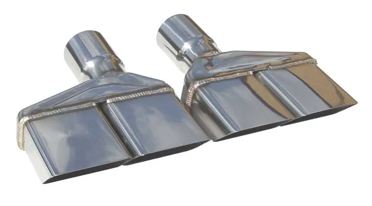 Exhaust Tail Pipe Tip Set 70-74 Challenger 2.5 in Dual Rectangle Clamp On Hardware Not Incl Polished 304 Stainless Steel Pair Pypes Exhaust product image