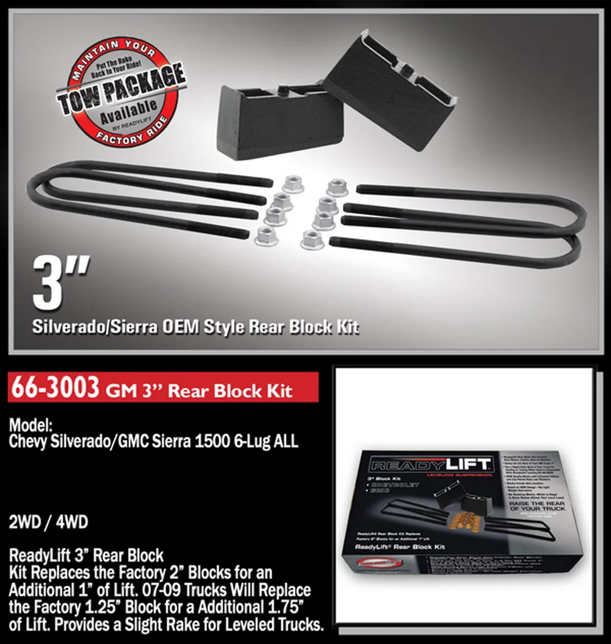 3" Rear Block Kit - GM Silverado & Sierra 1500 6-lug 1999-2018 product image