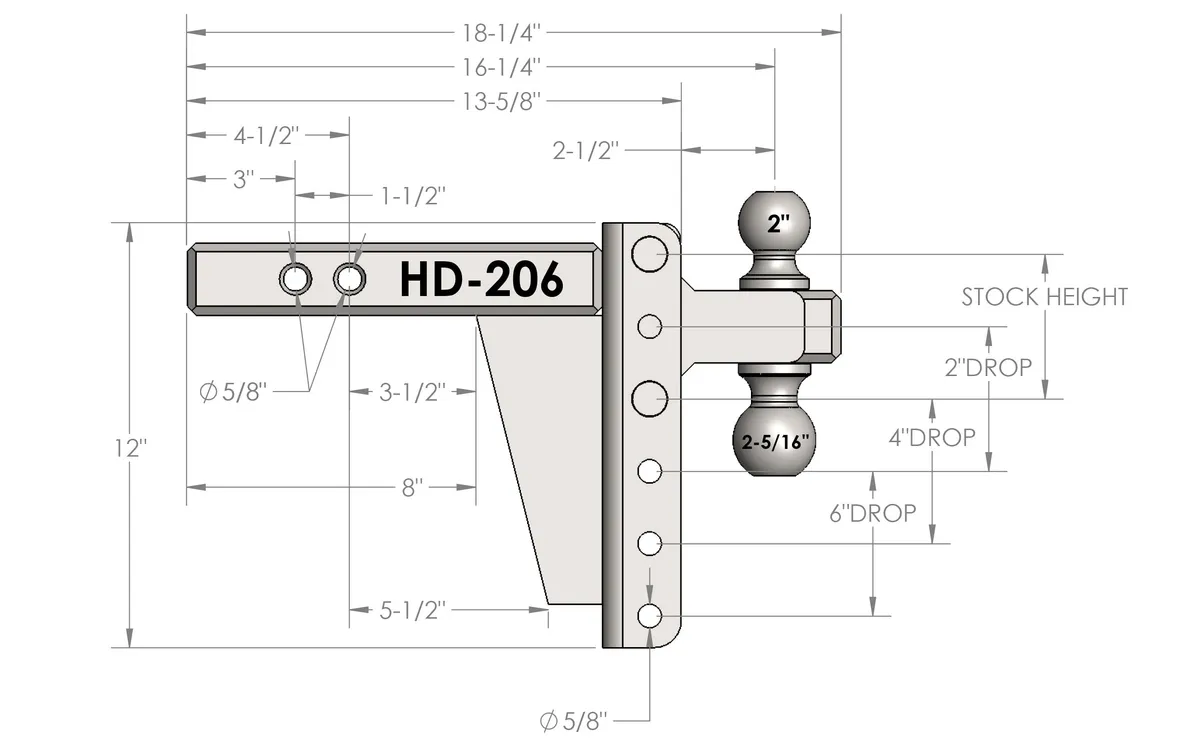 BulletProof 2.0 Heavy Duty 6 Drop/Rise Hitch HD206 product image