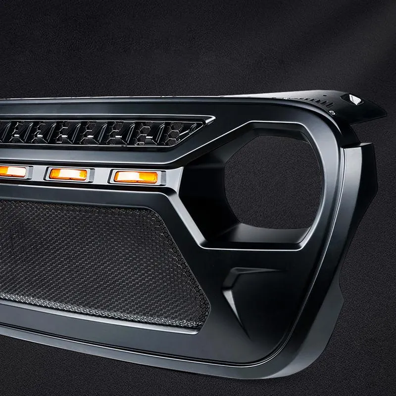 USA Only Black Gladiator Mesh Grille With Amber LED Running Lights For 2018-Later Jeep Wrangler JL And Gladiator JT product image