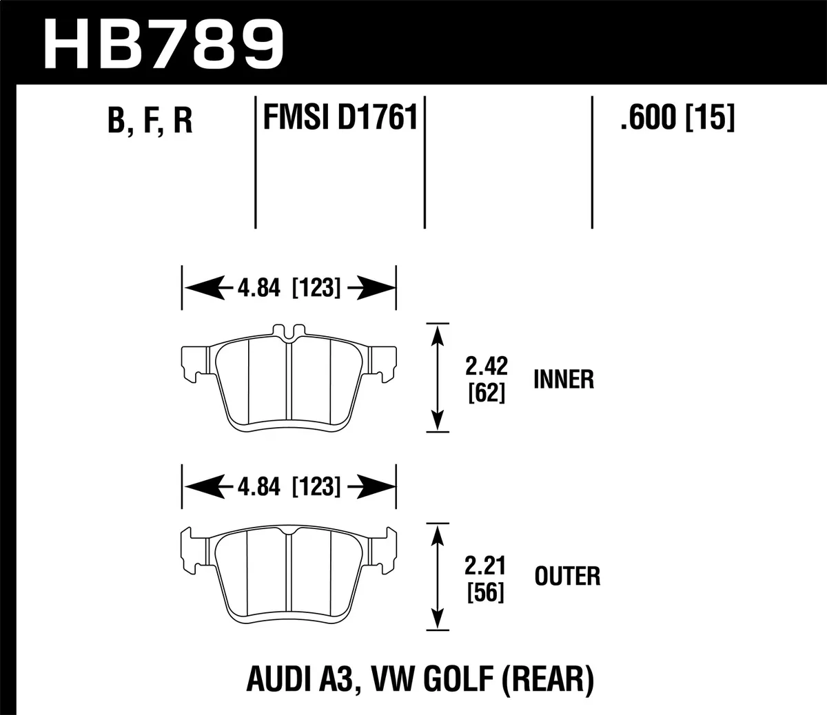 HPS 5.0 Disc Brake Pad; 0.600 Thickness; product image