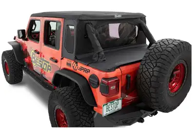 Bestop Jeep Wrangler Halftop Soft Top Conversion Kit For Jeep 2018-2023 Wrangler JL 4 Door Black Premium Twill Bestop