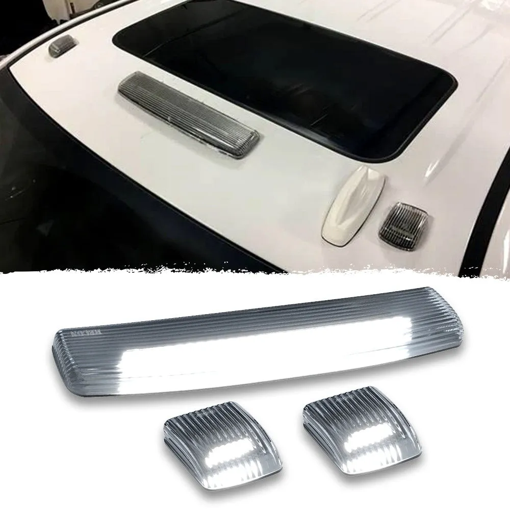 Gmc Chevy 15-19 3rd Gen Body Style Heavy-Duty 3-Piece Set Smoked Cab Roof Light Lens With 2-Way Forward Rear Facing White Ultra High-Power Leds - Plug-N-Play Installation Replaces OEM Installed Cab Roof Lights product image