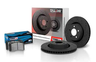 Hawk Performance Talon Street Rotor And Brake Pad Kit; Cross Drilled And Slotted w/HPS Pads; Rear;