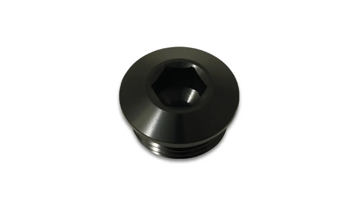 ORB Port Plug; -16AN Low Profile; 6061 Aluminum; Black Anodized; product image