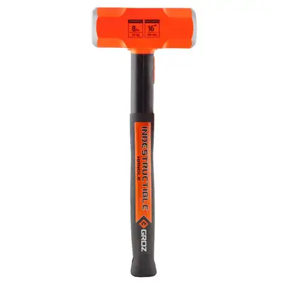 GROZ USA Indestructible Hammer 8 LB Sledge 16 in Handle