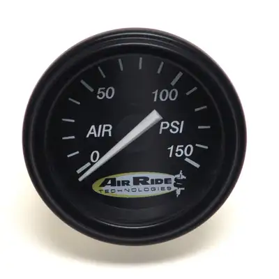 Ridetech Ridetech 31960006 Air Pressure Gauge, Single Needle, Black Face - 150psi. Includes fittings.