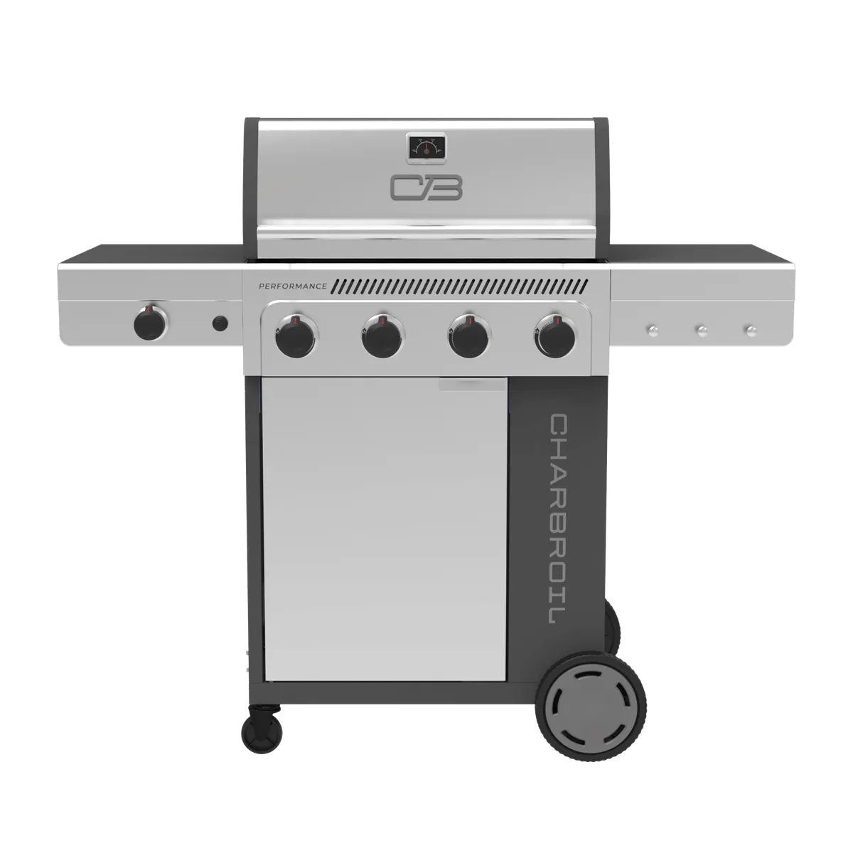 Performance Series™ FlavorMax™ 4 Burner Gas Grill Cabinet with Side Burner Gray Stainless product image