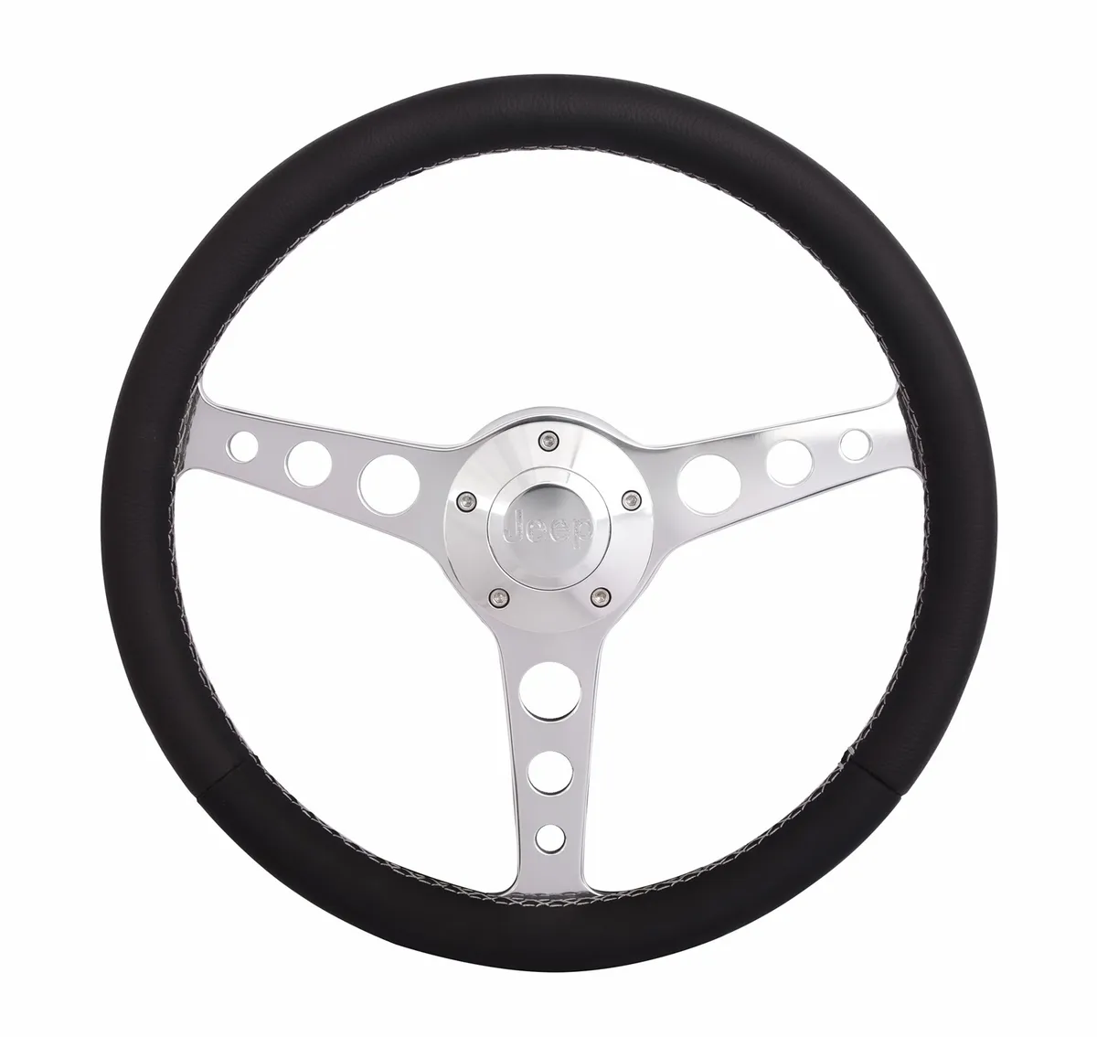 Billet Classic Series Steering Wheel and Installation Kit; Jeep Logo; Includes Billet Steering Wheel/OEM Center Cap/Install Kit PN[5196-1] Polished; product image