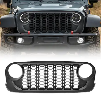 LED Factory Mart Front Mesh Grille with 2024 Wrangler JL Style for Jeep Wrangler JK