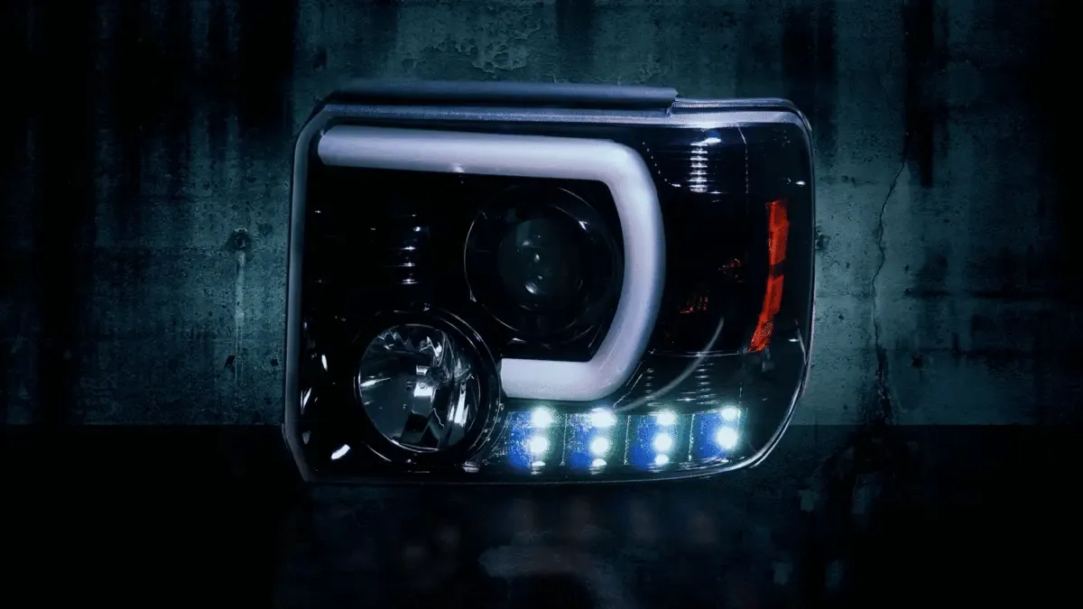 Gmc Sierra 3500 15-19 Dually Projector Headlights w Oled Amber Drls & Scanning Oled Amber Turn Signals in Smoked/Black product image
