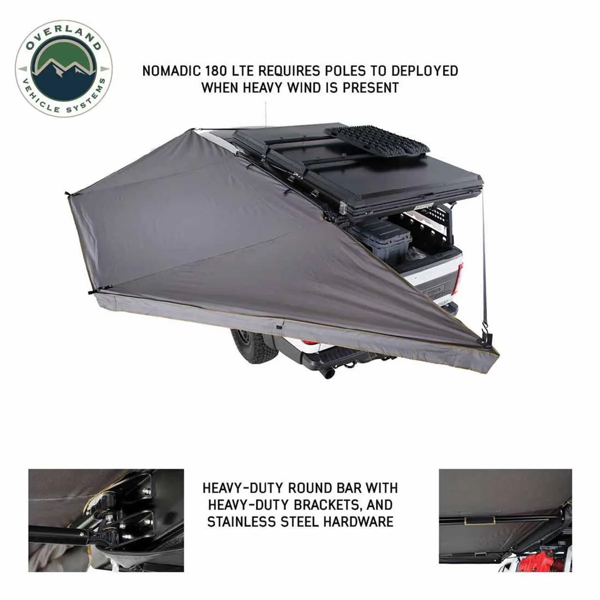 HD Nomadic 180 LTE - Awning, Grey Body, Green Trim and Black Travel Cover Overland Vehicle Systems product image